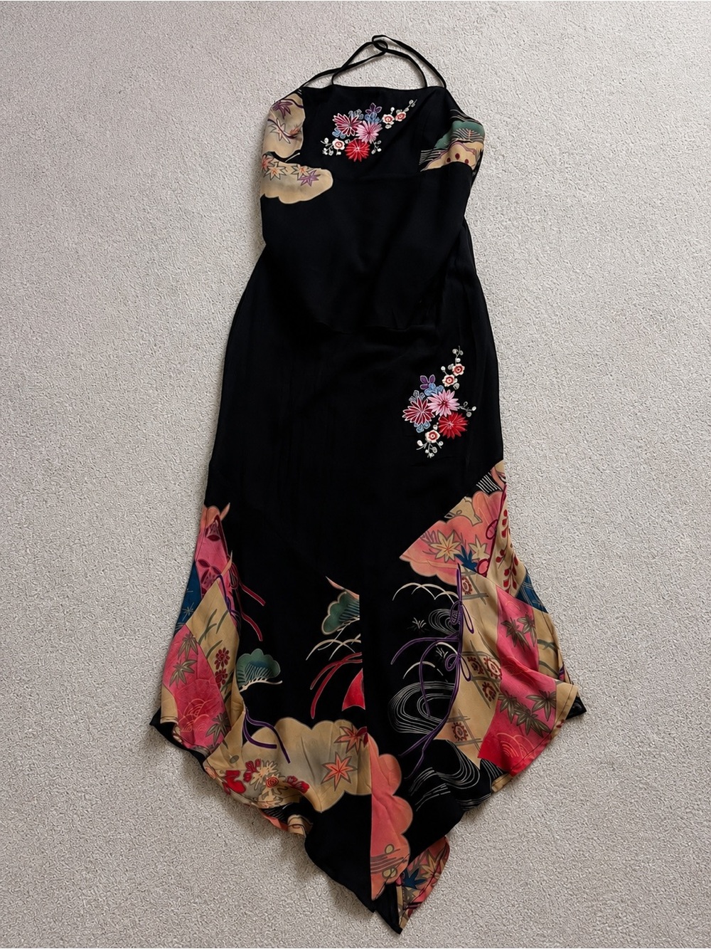 Sue Wong Floral Fan-Print Asymmetric Slip Skirt Set - Picture 2 of 6